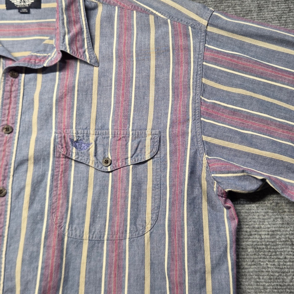 Vintage 1991 Dockers Shirt Mens L Striped Long Sleeve 90s Cotton Preppy Grandpa - Picture 5 of 14